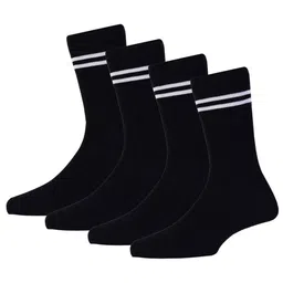 RC. ROYAL CLASS Kids Black Pack of 4 Striped Cotton Calf-Length Socks-65