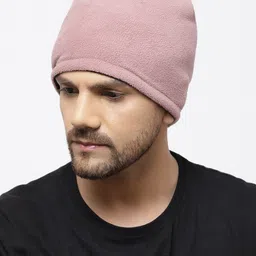 513 Men Pink Solid Beanie-56