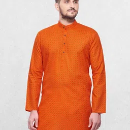 SHIWAM ETHNIX Men Orange Printed Kurta-image-97