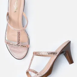 VALIOSAA Women Rose Gold Embellished Block Heels-43