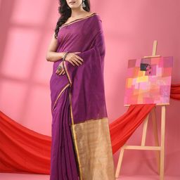 Angoshobha Solid Zari Saree-image-32