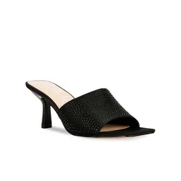London Rag Black Embellished PU Block Heels-52