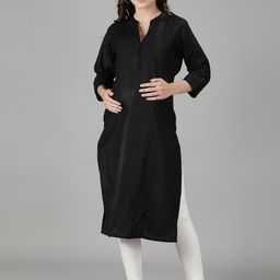 NIGHTSPREE Women Black Maternity Kurta-image-48