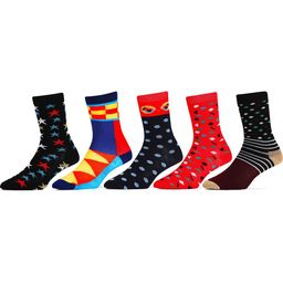 RC. ROYAL CLASS Kids Pack Of 5 Pairs Pattern Organic Cotton Calf-Length Socks-63