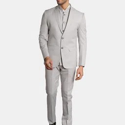 Wintage Men Checked Single-Breasted Three Piece Suit-49