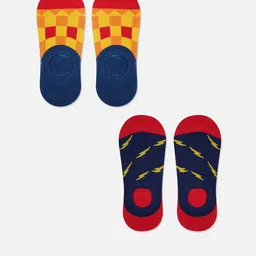 TOFFCRAFT Men Pack Of 2 Patterned Cotton Shoe Liners Socks-9