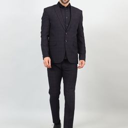 Wintage Checked Single-Breasted Three-Piece Formal Suit-image-7