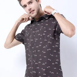 HIGHLANDER Men Grey Slim Fit Printed Casual Shirt-picture-44
