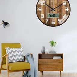 Star work Brown & White Printed Contemporary Analogue Wall Clock-18