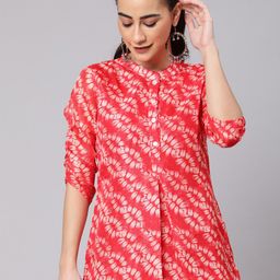 AKS Mandarin Collar Floral Printed Top-picture-34