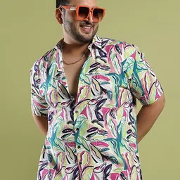 Instafab Plus Spread Collar Classic Abstract Printed Casual Cotton Shirt-image-41