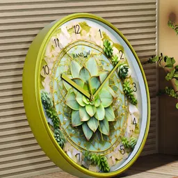 RANDOM Green & Gold-Toned Printed Contemporary Wall Clock-image-75