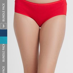 FashionRack Women Pack Of 3 Assorted Printed Cotton Hipster Briefs-image-84
