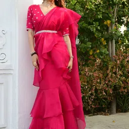 Lavanya The Label Pink Organza Ready To Wear Ruffle Saree With Stitched Blouse-picture-42