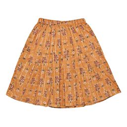 Fashionable Girls Yellow & Off-White Floral Flared Knee-Length Skirt-image-1