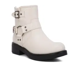 London Rag Women Round Toe Allux Pin Buckle Block Heeled Boots-53