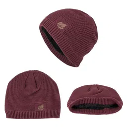 YOUSTYLO Adults Maroon Woolen Winter Beanie Cap-picture-10
