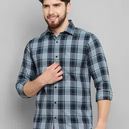 Allen Cooper Slim Fit Tartan Checked Cotton Casual Shirt-image-35