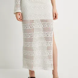Koton Self Design Pencil Maxi Length Skirts-image-2