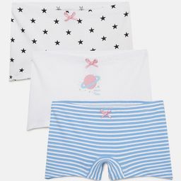 mackly Girls Pack Of 3 Mid-Rise Printed Cotton Boxer-Style Briefs-image-5