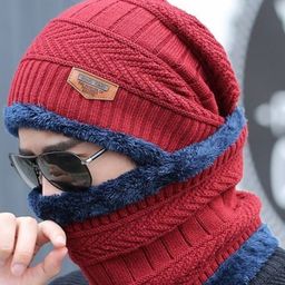 Alexvyan Men Self Design Woollen Beanie With Scarf-16
