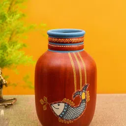 AAKRITI ART CREATIONS Red Happy Fish Rustic Printed Vases-image-25