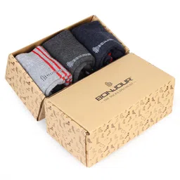 Bonjour Men Assorted Pack of 3 Pure Cotton Ankle Length Socks-28