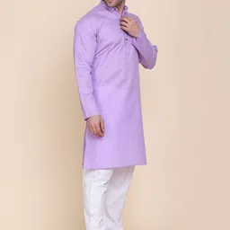 TAHVO Mandarin Collar Straight Cotton Kurta-image-28