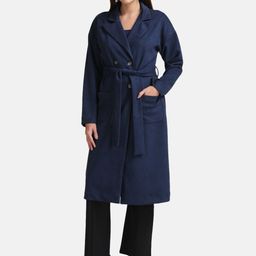 Kazo Women Suede Trench Coat With Belt-image-45