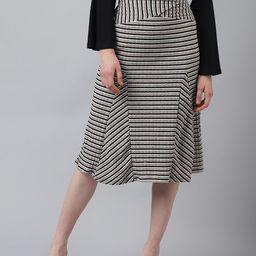 Latin Quarters Striped A-Line Knee-Length Skirt-image-58