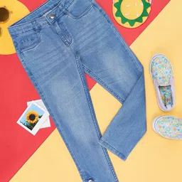 Pantaloons Junior Girls Mid Rise Pure Cotton Light Fade Jeans-picture-45