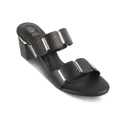 Tresmode Textured Open Toe Block Heels-8