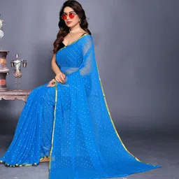 REDFISH Embellished Pure Chiffon Zari Saree-picture-45