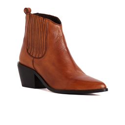 Peach Flores Women Amelia Mid Top Pointed Toe Block-Heel Chelsea Boots-37