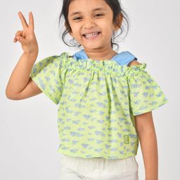 TALES & STORIES Green Printed Top-image-42