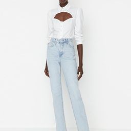 Trendyol Women Straight Fit Heavy Fade Cotton Jeans-image-50