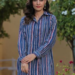 Rain & Rainbow Striped Pure Cotton Casual Shirt-image-38