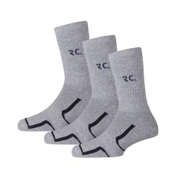 RC. ROYAL CLASS Men Grey Pack Of 3 Patterned Calf Length Socks Pack of 3-17