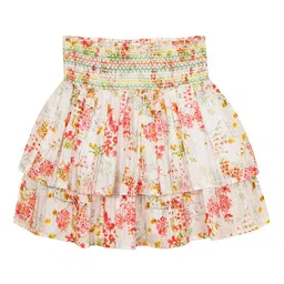 Budding Bees Floral Printed Pure Cotton Flared Skirt-27