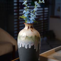 Folkstorys Grey & White Printed Ceramic Table vase-image-64