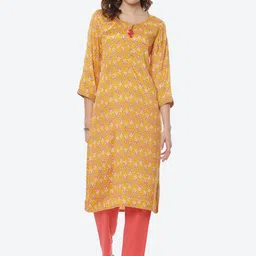 Rangriti Women Yellow Ethnic Motifs Printed Kurta-image-96