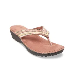 Mochi Women Mauve Embellished Open Toe Flats-3