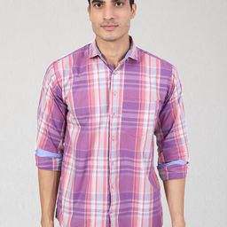 TAHVO Men Purple Comfort Slim Fit Tartan Checks Checked Casual Shirt-image-70