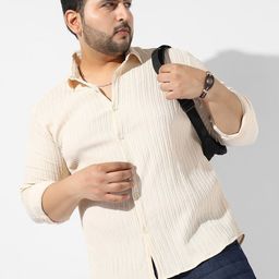 Instafab Plus Plus Size Spread Collar Self Design Casual Shirt-image-15