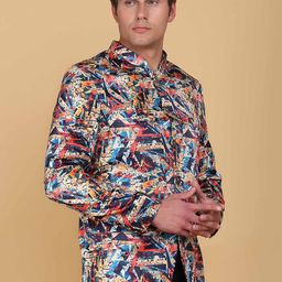 TAHVO Men Printed Slim Fit Single-Breasted Two-Piece Suit-image-25