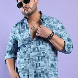 Instafab Plus Classic Fit Arygle Checkered Casual Shirt-image-15