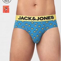 Jack & Jones Men Blue & Orange Pack Of 2 Printed Cotton Briefs-58