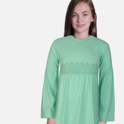 Gini and Jony Girls Floral Embroidered Pure Cotton Longline Top-image-97