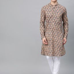See Designs Men Blue Floral Printed Kurta-image-29