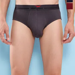 HiFlyers Pack Of 3 Mid-Rise Basic Briefs HF602_PO3_GMN_S-34